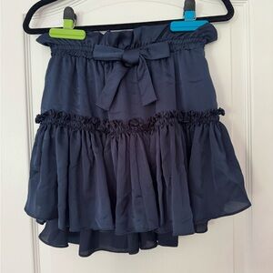 MISA and Navy Blue SILK Ruffled with Bow Skirt